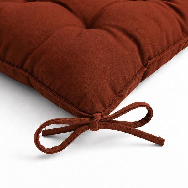 Lot de 4 Galettes de Chaise 40x40 Terracotta - Intérieur & Extérieur (Déperlant avec Attaches)