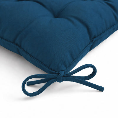 Set of 4 Chair Pads 40x40 Petrol Blue - Indoor & Outdoor (Water-Repellent with Ties)