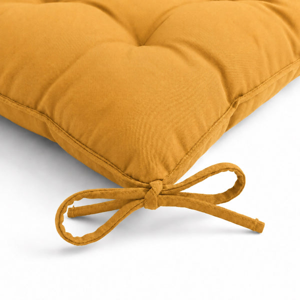 Conjunto de 4 Almofadas para Cadeira 40x40 Amarelo Mel - Interior e Exterior (Hidrorrepelente com Atilhos)