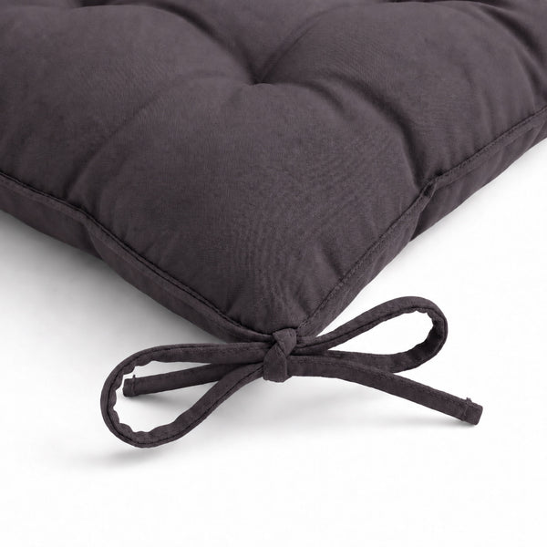 Conjunto de 4 Almofadas para Cadeira 40x40 Cinzento Carbono - Interior e Exterior (Hidrorrepelente com Atilhos)