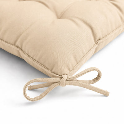 Set of 4 Chair Pads 40x40 Beige - Indoor & Outdoor (Water-Repellent with Ties)