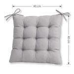 Set of 4 Chair Pads 40x40 Light Grey - Indoor & Outdoor (Water-Repellent with Ties)