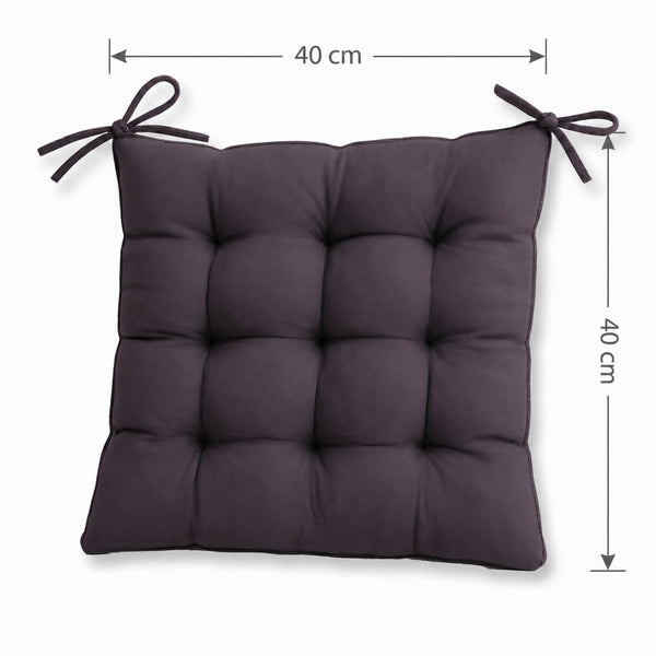 Conjunto de 4 Almofadas para Cadeira 40x40 Cinzento Carbono - Interior e Exterior (Hidrorrepelente com Atilhos)
