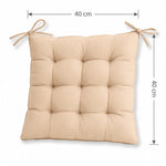 Set of 4 Chair Pads 40x40 Beige - Indoor & Outdoor (Water-Repellent with Ties)