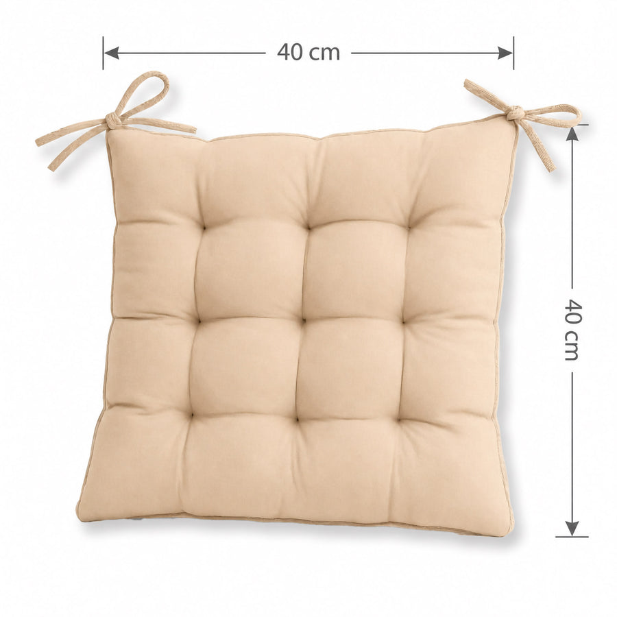 Lot de 4 Galettes de Chaise 40x40 Beige, certifié OEKO-TEX
