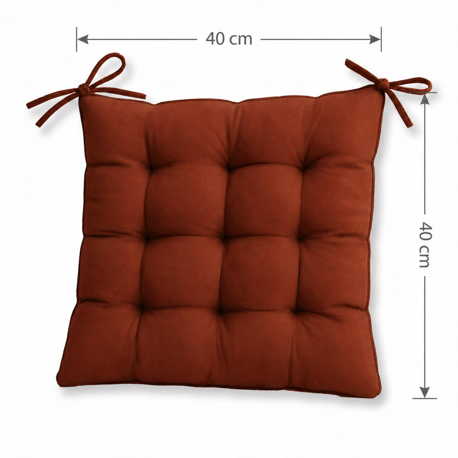 Lot de 4 Galettes de Chaise 40x40 Terracotta, certifié OEKO-TEX