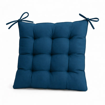 Set of 4 Chair Pads 40x40 Petrol Blue - Indoor & Outdoor (Water-Repellent with Ties)