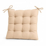 Set of 4 Chair Pads 40x40 Beige - Indoor & Outdoor (Water-Repellent with Ties)