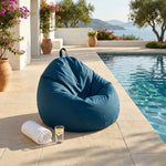 Pouf Poire XL 110x120 Bleu Pétrole - Déhoussable & Imperméable (Garni Billes)