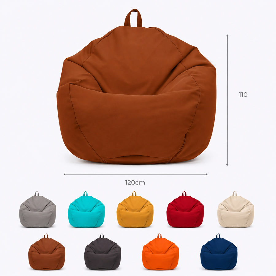 XL-Birnenförmiger Sitzsack 110x120 Terrakotta, Füllung aus Styroporkügelchen