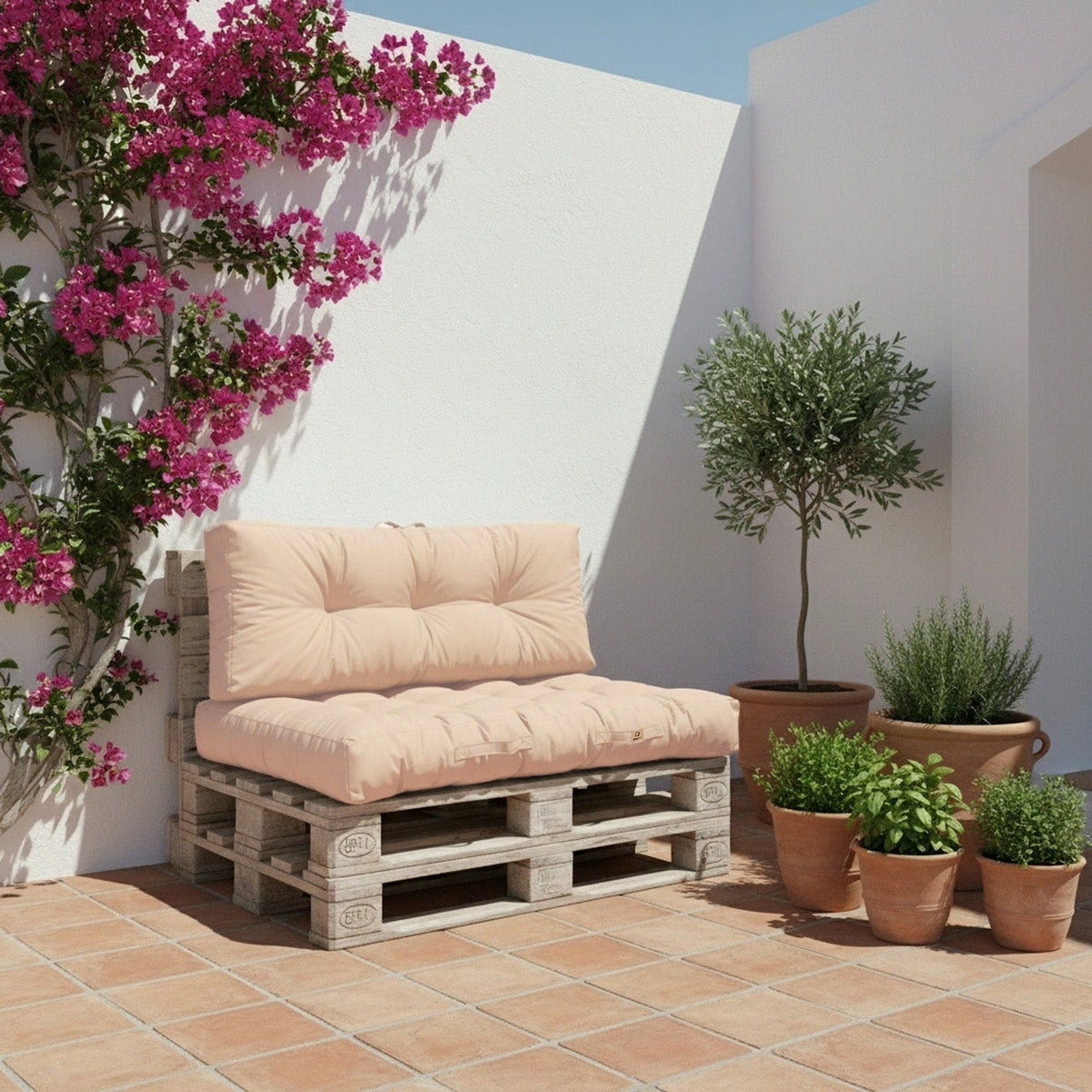 Pallet Cushion Set 120x80 Beige – Waterproof & Thick 15cm