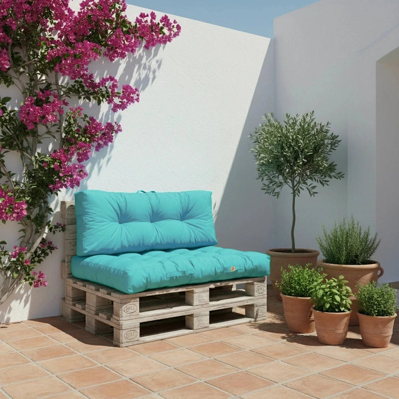 Palletkussenset 120x80 Caribisch Blauw - Waterdicht & Dik 15cm