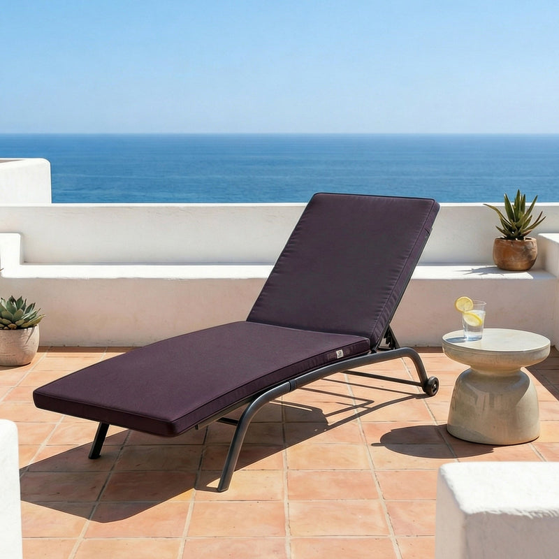 Matelas Bain de Soleil 185x60 Gris Carbone - Déhoussable & Imperméable (Transat)