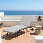 Transat bain de soleil Deco-arts.fr gris galet, matelas déhoussable et imperméable, 185x60 cm, confort et style extérieur