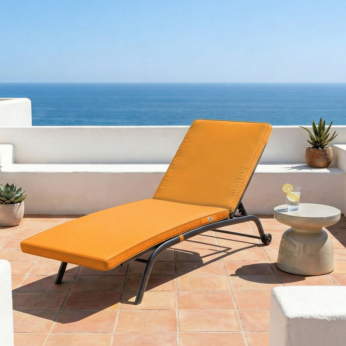 Matelas Bain de Soleil 185x60 Jaune Miel – Déhoussable & Imperméable (Transat)
