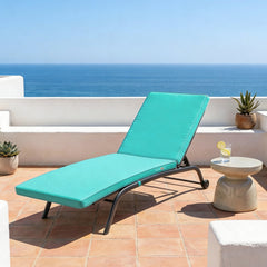 Matelas Bain de Soleil 185x60 Bleu Caraïbes - Déhoussable & Imperméable (Transat)