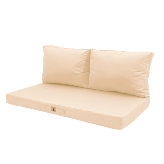Ensemble Coussins Salon Jardin 100x50 Beige - Déhoussable & Anti-UV (1 Assise + 2 Dossiers)