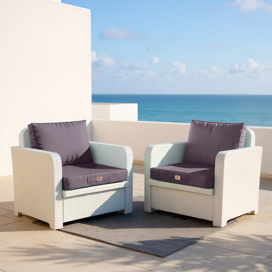 Ensemble de coussins gris carbone pour salon de jardin, includes assise et dossier, 60cm de large, pour fauteuils et canapés.