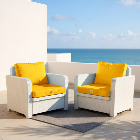 Coussins pour salon de jardin déhoussable 50x50cm Jaune