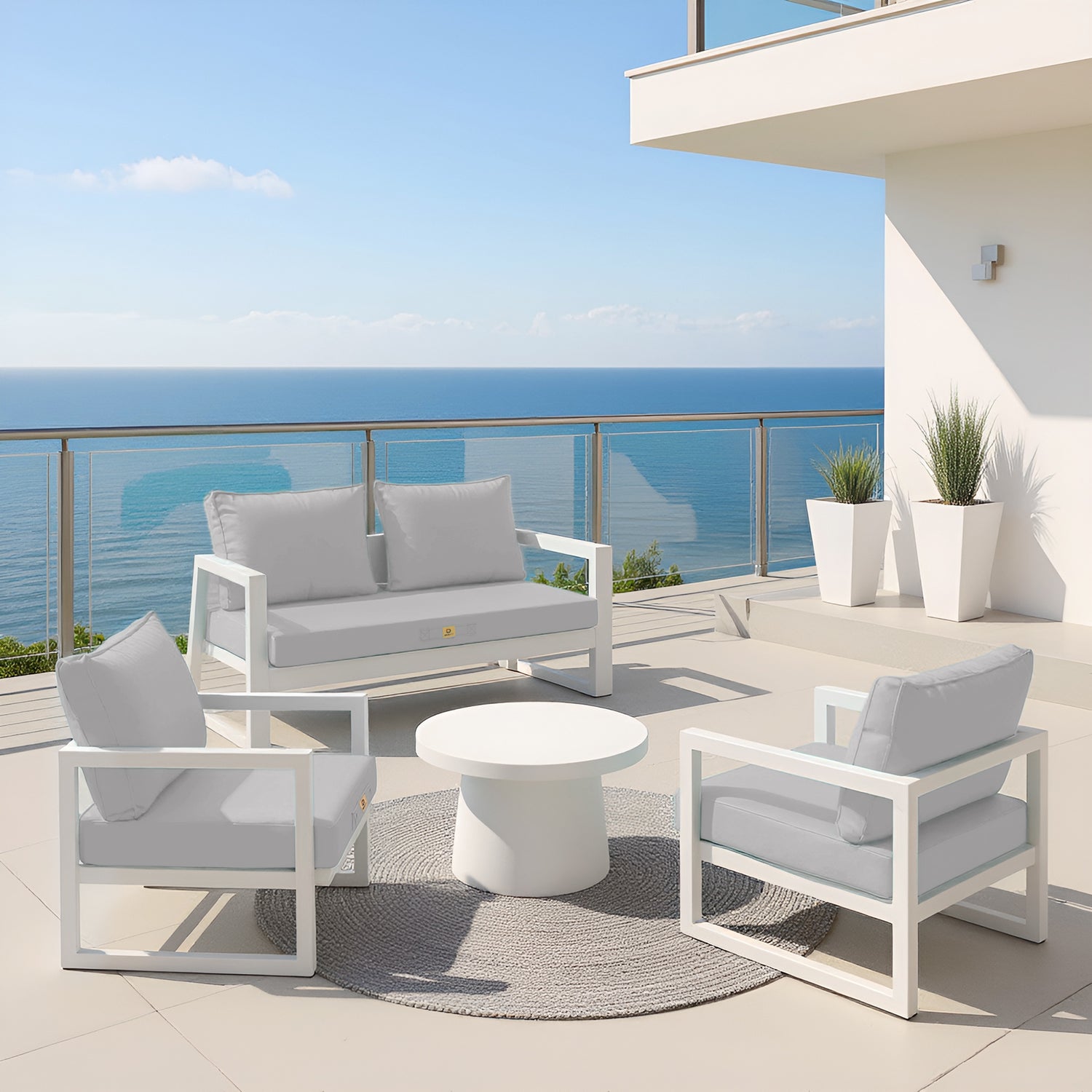 Coussins pour salon de jardin déhoussable 50x50cm Gris galet - Deco-arts.fr