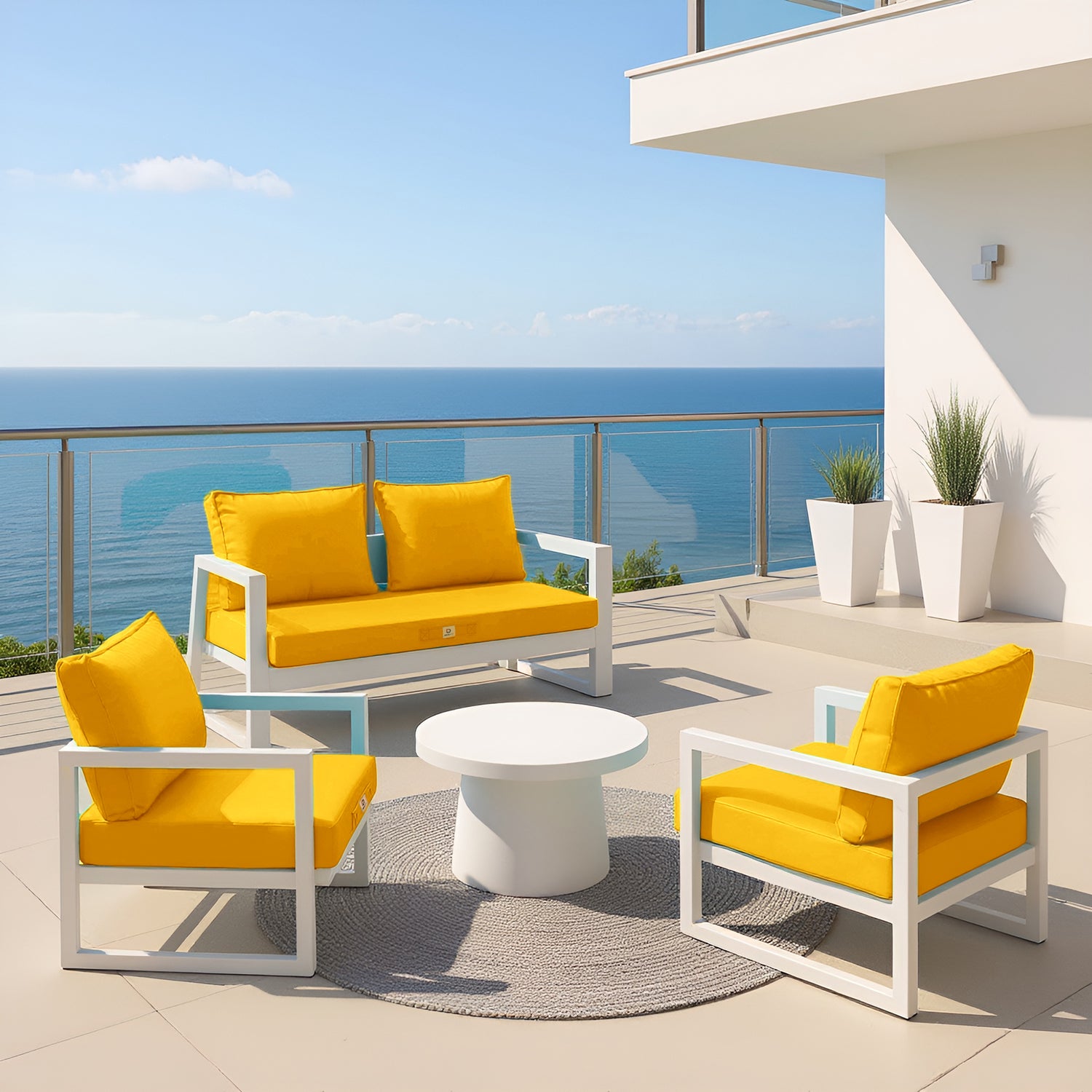 Coussins pour salon de jardin déhoussable 60x70cm Jaune - Deco-arts.fr