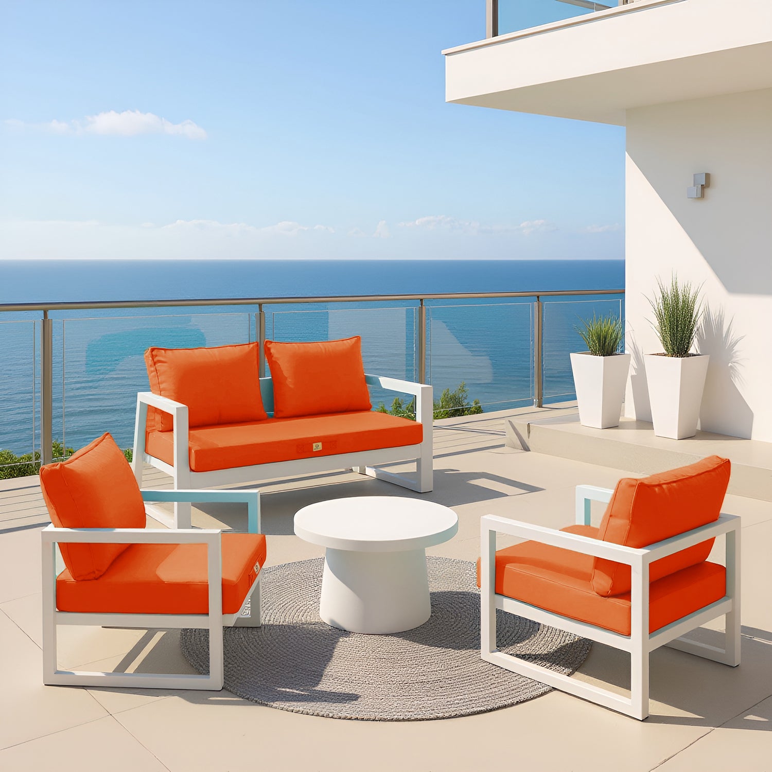 Coussins pour salon de jardin déhoussable 60x70cm Orange - Deco-arts.fr