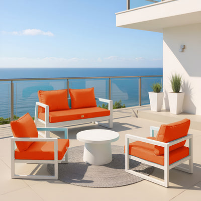 Ensemble de coussins pour salon de jardin Deco-arts.fr, orange, 50x60 cm, pour fauteuils et canapés, assise et dossier.