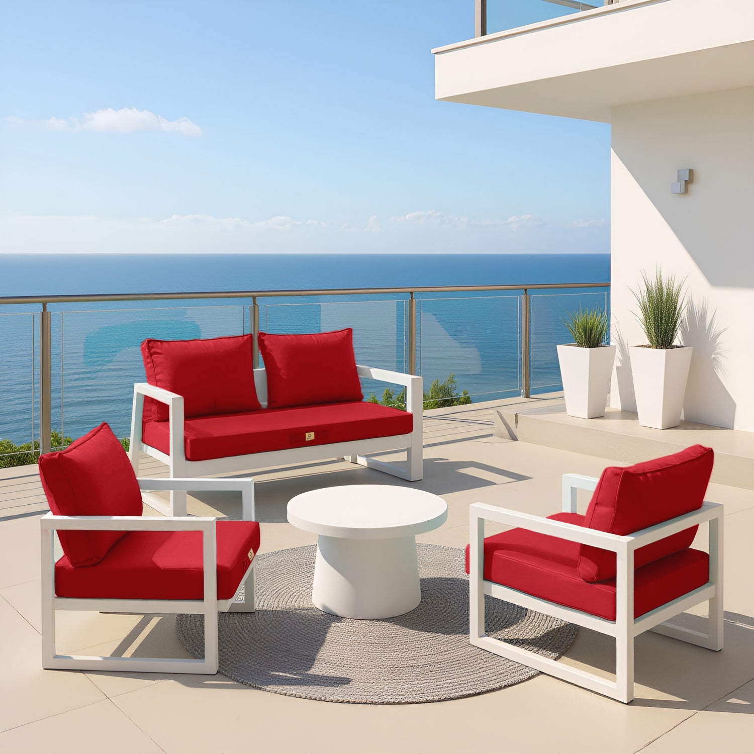 Coussins pour salon de jardin déhoussable 60x70cm Rouge - Deco-arts.fr