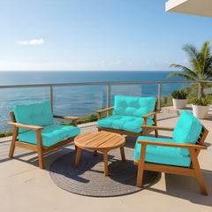 Coussins pour salon de jardin capitonné 60x60cm Bleu caraibes