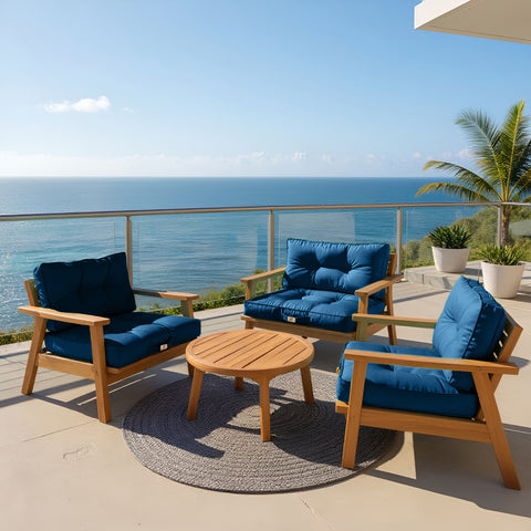 Coussins pour salon de jardin capitonné 60x60cm Bleu pétrole