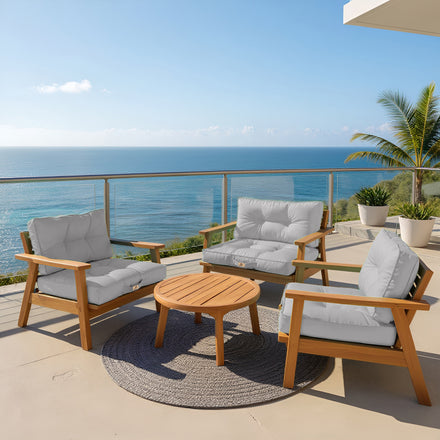 Conjunto de Almofadas Acolchoadas 60x60 Cinzento Seixo - Espesso 15cm & Macio (Assento + Encosto)