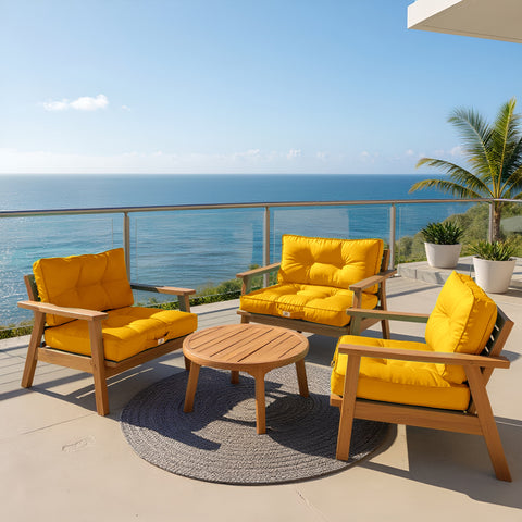 Coussins pour salon de jardin capitonné 60x60cm jaune