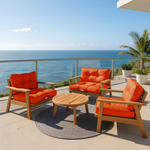 Coussins pour salon de jardin capitonné 60x60cm orange