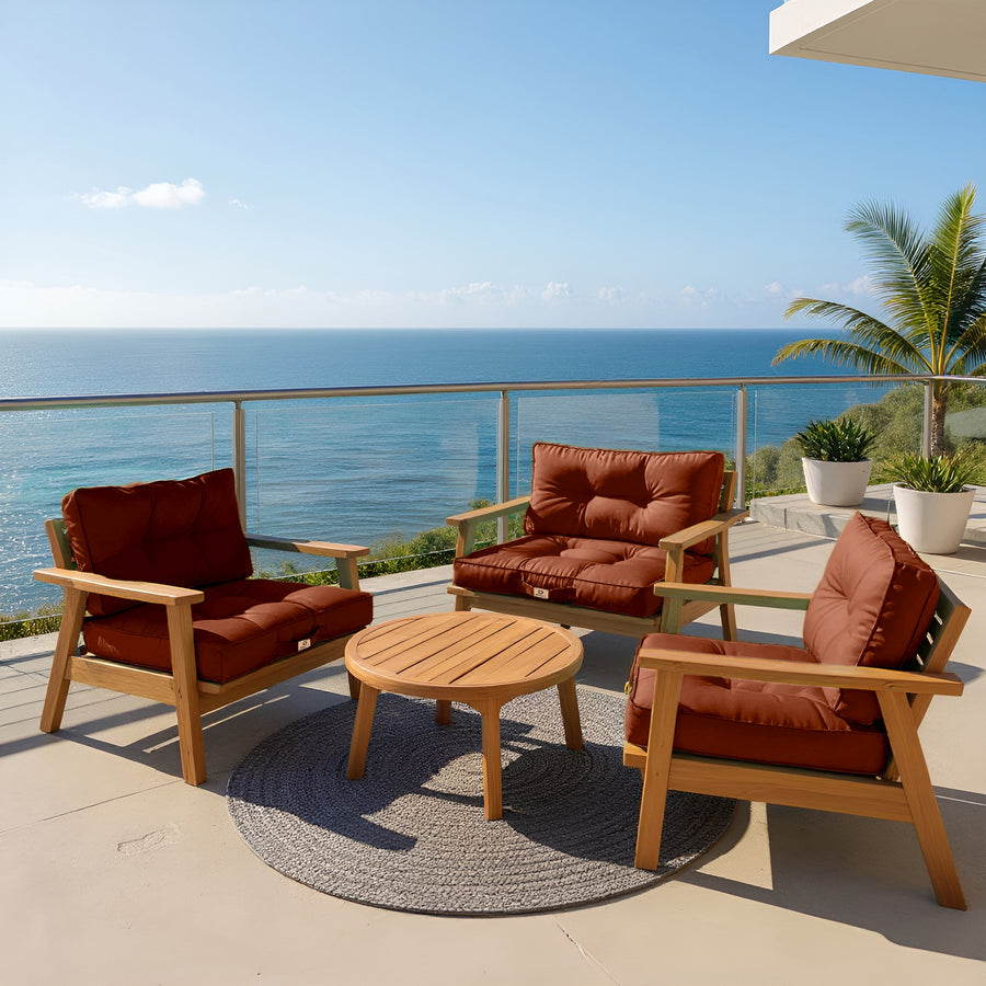 Coussins capitonnés 60x60 cm en terracotta, épais 15 cm et moelleux, pour fauteuils et canapés, déco-arts.fr