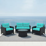 Coussins pour salon de jardin capitonné 50x50cm Bleu caraibes - Deco-arts.fr