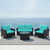 Coussins pour salon de jardin capitonné 60x60cm Bleu caraibes - Deco-arts.fr