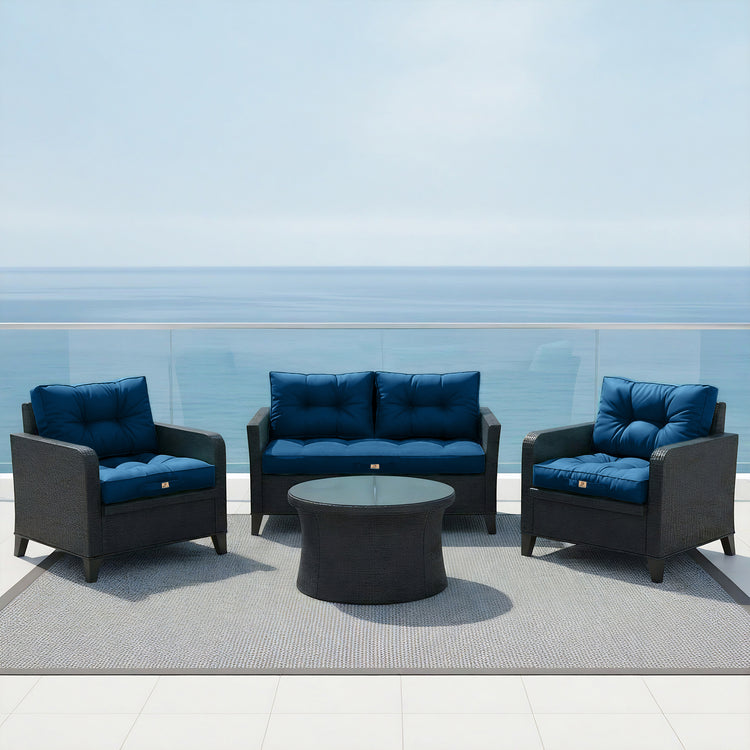 Coussins pour salon de jardin capitonné 60x60cm Bleu pétrole - Deco-arts.fr