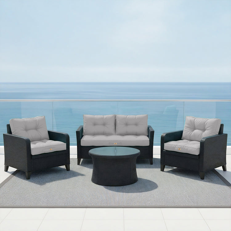 Coussins pour salon de jardin capitonné 60x60cm Gris galet - Deco-arts.fr