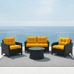 Ensemble de coussins capitonnés jaunes 50x50cm, épais et moelleux, pour fauteuils et canapés, modèle Deco-arts.fr