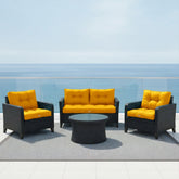 Coussins pour salon de jardin capitonné 60x60cm jaune - Deco-arts.fr