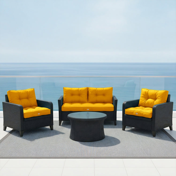 Coussins pour salon de jardin capitonné 60x60cm jaune - Deco-arts.fr