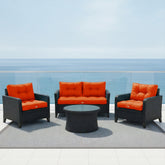 Coussins pour salon de jardin capitonné 60x60cm orange - Deco-arts.fr