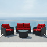 Coussins pour salon de jardin capitonné 50x50cm rouge - Deco-arts.fr