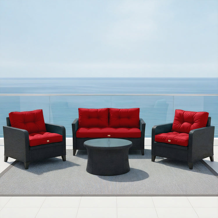 Coussins pour salon de jardin capitonné 60x60cm rouge - Deco-arts.fr