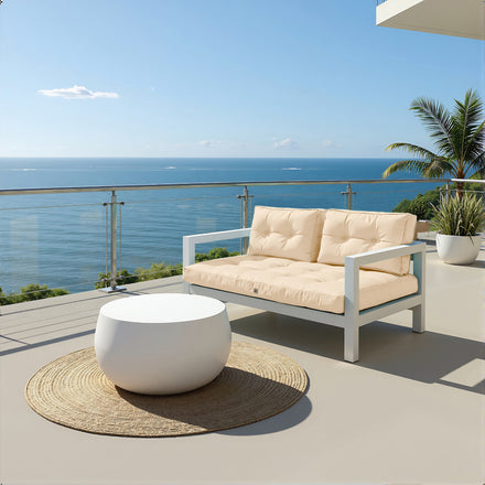 Ensemble Coussins Capitonné Banquette 120x60 Beige - Épais 15cm (1 Assise + 2 Dossiers)