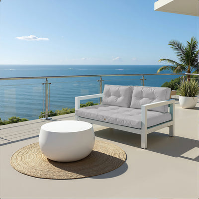 Ensemble de coussins capitonnés gris galet pour banquette 120x60cm, épais 15cm, 1 assise + 2 dossiers, déco élégante pour fauteuils.