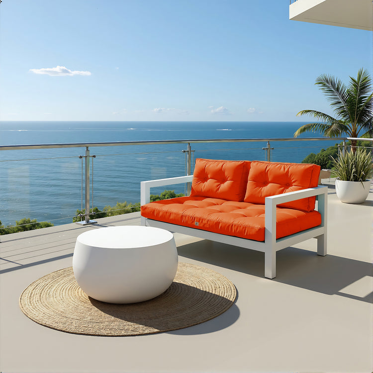 Coussins pour salon de jardin capitonné 100x50cm orange - Deco-arts.fr