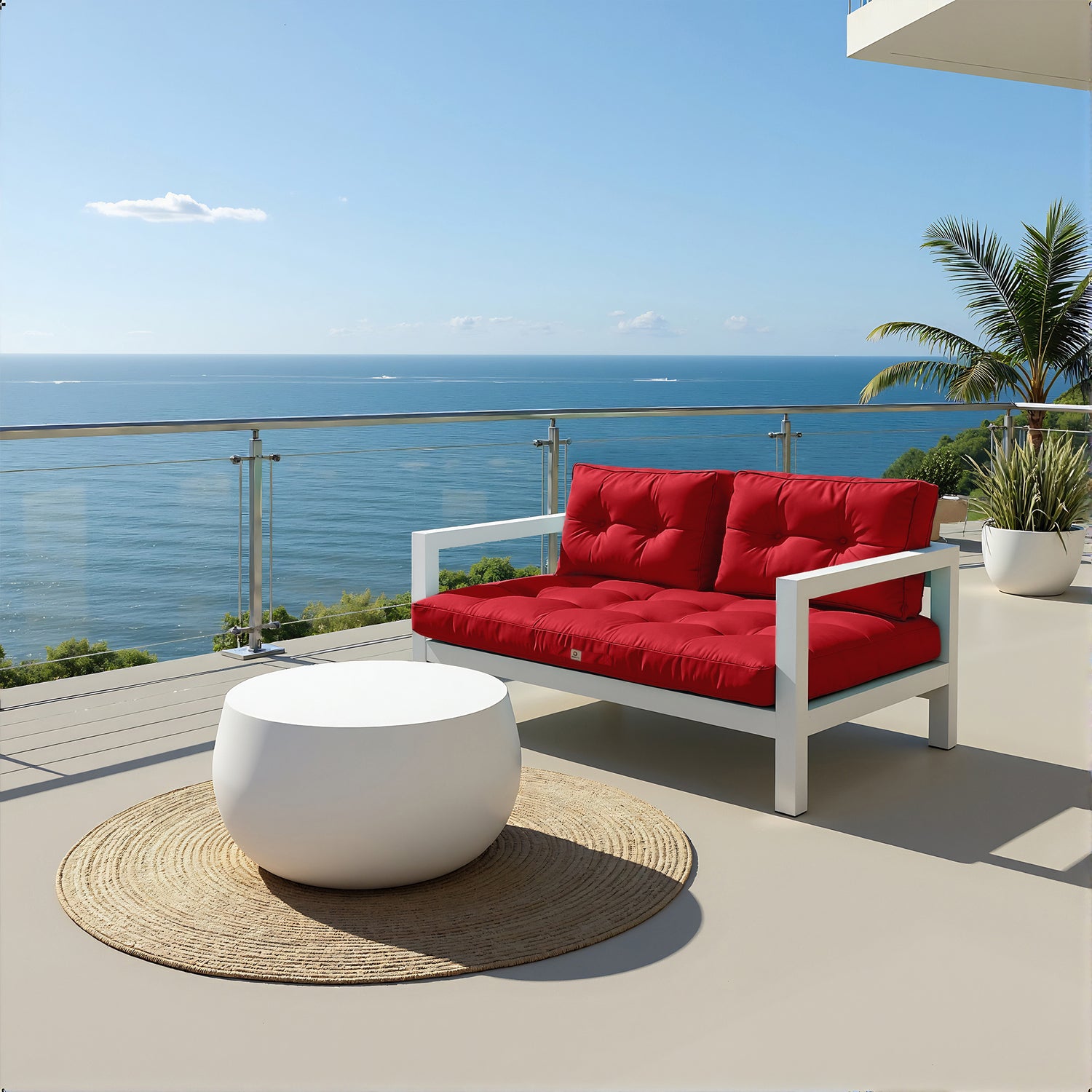 Coussins pour salon de jardin capitonné 120x60cm rouge - Deco-arts.fr