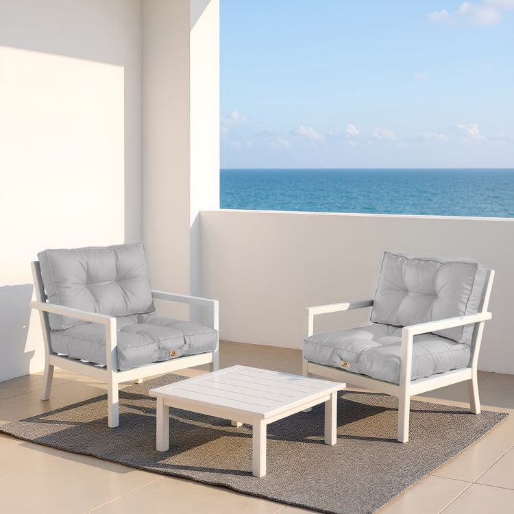 Coussins pour salon de jardin capitonné 50x50cm gris galet - Deco-arts.fr