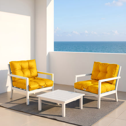 Ensemble Coussins Capitonné 50x50 Jaune - Épais 15cm & Moelleux (Assise + Dossier)